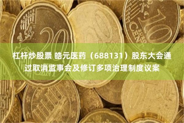 杠杆炒股票 皓元医药（688131）股东大会通过取消监事会及修订多项治理制度议案