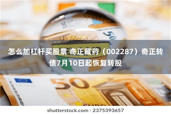怎么加杠杆买股票 奇正藏药（002287）奇正转债7月10日起恢复转股