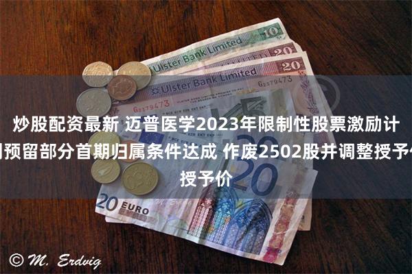 炒股配资最新 迈普医学2023年限制性股票激励计划预留部分首期归属条件达成 作废2502股并调整授予价