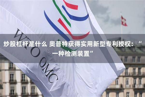 炒股杠杆是什么 奥普特获得实用新型专利授权:“一种检测装置”