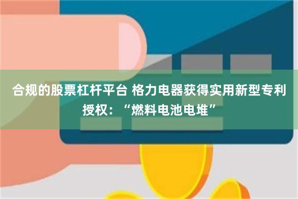 合规的股票杠杆平台 格力电器获得实用新型专利授权：“燃料电池电堆”