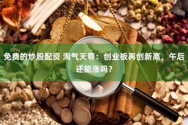 免费的炒股配资 淘气天尊：创业板再创新高，午后还能涨吗？