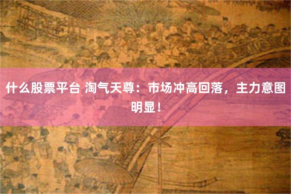 什么股票平台 淘气天尊：市场冲高回落，主力意图明显！