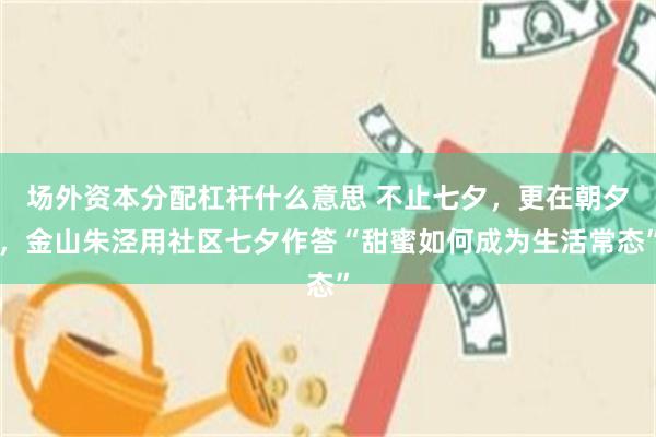场外资本分配杠杆什么意思 不止七夕，更在朝夕，金山朱泾用社区七夕作答“甜蜜如何成为生活常态”