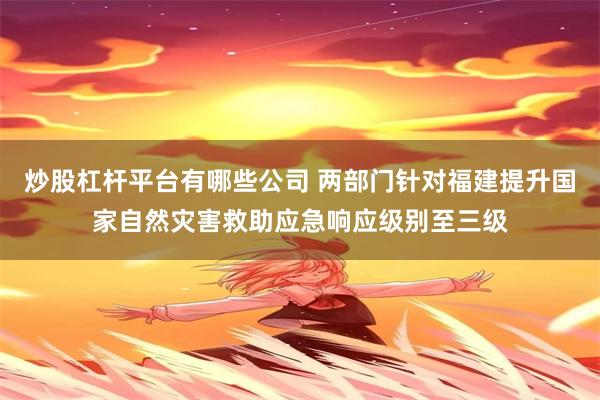 炒股杠杆平台有哪些公司 两部门针对福建提升国家自然灾害救助应急响应级别至三级