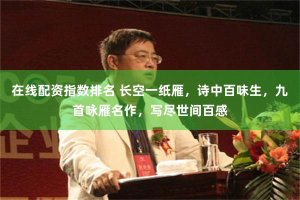 在线配资指数排名 长空一纸雁，诗中百味生，九首咏雁名作，写尽世间百感